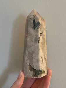 Pink Amethyst Point with green jasper