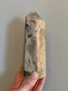 Pink Amethyst Point with green jasper