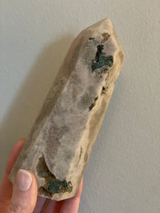 Pink Amethyst Point with green jasper