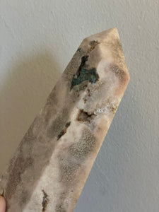 Pink Amethyst Point with green jasper